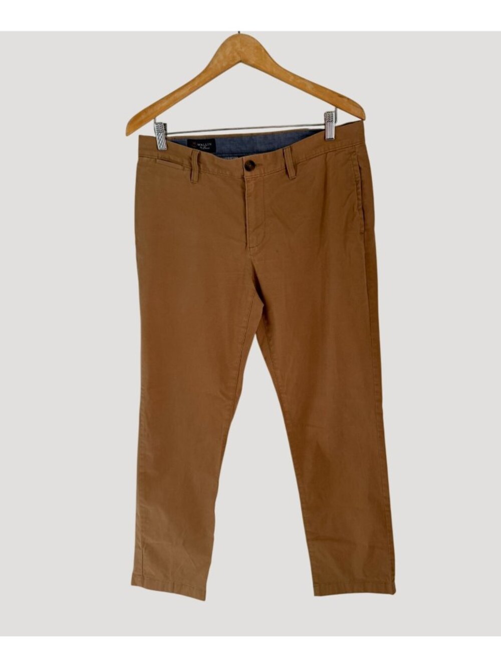 Wallin & Bros Mens Tan Chino Pants Size 34/30 Slim Fit Cotton Blend Casual Wear